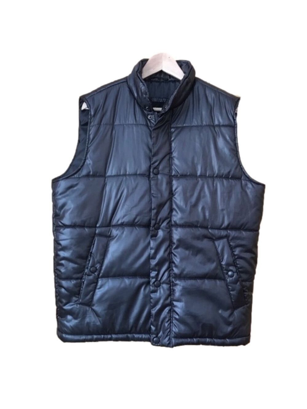 𝅺J. Ferrar quilted steel grey puffer vest Men’s size medium